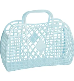 Sun Jellies Stor Foldekurv - Retro - 37x30x11 cm - Light Blue