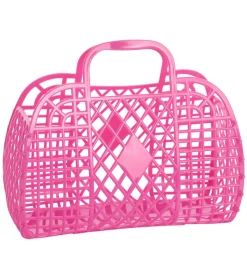 Sun Jellies Stor Foldekurv - Retro - 37x30x11 cm - Berry Pink