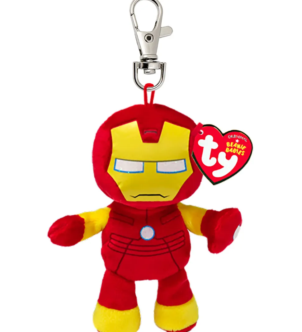 Ty Nøglering m. Bamse - Beanie Babies - 10 cm - Marvel Iron Man