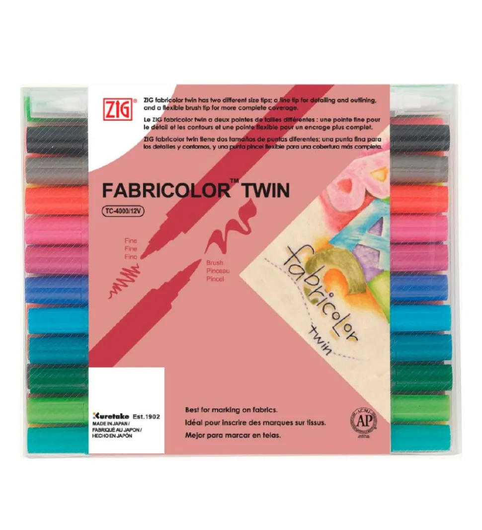 Zig Tuscher - Tekstilpenne - Twin - 24 stk